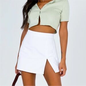 Princess Polly THE LOLA MINI SKIRT WHITE DENIM BRAND: LIONESS SIZE 2 / XS
